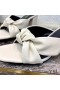 Yves Saint Laurent Bianca De Tacón De Diapositivas En Cuero Liso Blanco