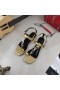 Yves Saint Laurent Cassandra Sandalias Planas con punto de Apoyo Lazo En Cuero Liso de Oro