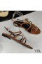 Yves Saint Laurent Cassandra Sandalias En ante con Palmera Logotipo de Brown
