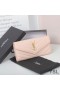 Yves Saint Laurent Gran Monograma Solapa De La Cartera En Grano Matelasse De Cuero De Color Rosa/Oro