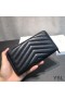 Yves Saint Laurent Gran Monograma Zip Alrededor De Cartera En Matelasse De Cuero Negro