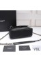 Yves Saint Laurent Medio Clásico De La Universidad Bolsa De La Cadena De Diamante Matelasse De Cuero Negro/Plata