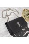 Yves Saint Laurent Medio Kate Bolsa De La Cadena De Cuero De Grano Negro/Plata