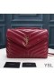 Yves Saint Laurent Medio De Loulou De La Cadena De Bolsa Y Matelasse De Cuero Rojo/Oro