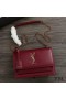 Yves Saint Laurent Medio De La Puesta De Sol En Cadena De La Bolsa En Cuero Rojo/Oro