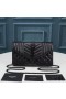 Yves Saint Laurent Monograma De La Cadena De Cartera En La Mezcla De Grano Matelasse De Cuero Negro