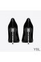 Yves Saint Laurent Opyum las Bombas En la Patente de Cuero con Plata de Tacón Negro