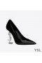 Yves Saint Laurent Opyum las Bombas En la Patente de Cuero con Plata de Tacón Negro