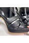 Yves Saint Laurent Homenaje Sandalias De Plataforma En Cuero Liso Negro