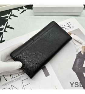 Yves Saint Laurent Grandes Y-Ligne Solapa De La Cartera En Cuero De Grano Negro/Oro
