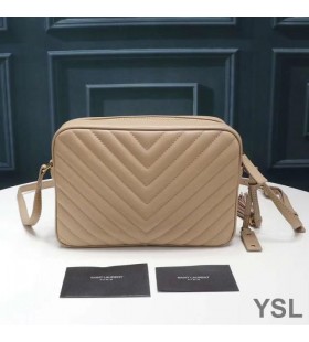 Yves Saint Laurent Lou Bolsa De La Cámara En Matelasse De Cuero Albaricoque/Oro