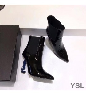 Yves Saint Laurent Opyum Botines En charol Azul con Tacón Negro