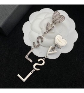 Yves Saint Laurent Opyum Corazón Pendientes En Metal Y Cristal De Plata