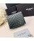 Yves Saint Laurent Small Cassandra Bifold Wallet In Crinkled Matelasse Leather Green