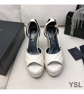 إيف سان لوران جودي الصنادل منصة في جلد مبطن الأبيض