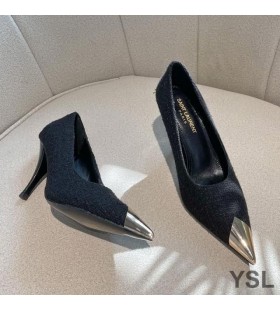 إيف سان لوران نجمة المساء مضخات في الصوف والجلود السوداء