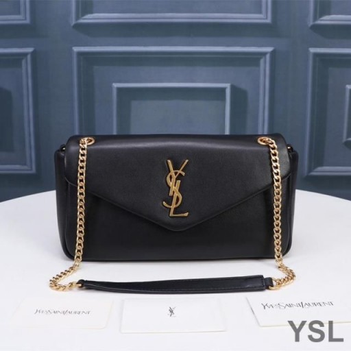 Yves Saint Laurent Calypso Taška V Ponořil Jehněčí Kůže Černá/Zlatá