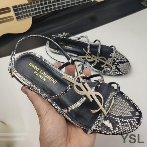 Yves Saint Laurent Cassandra Otevřené Sandály V Pythonu Kůže Černá
