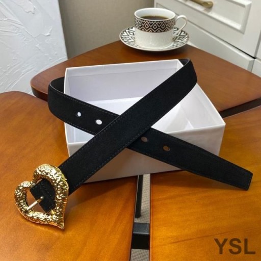 Yves Saint Laurent Srdce Pás V Suede Black/Gold