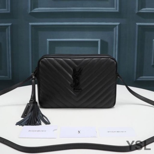 Yves Saint Laurent Lou Brašna V Matelasse Kožené Černé