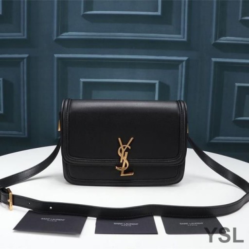 Yves Saint Laurent Střední Solferino Aktovka V Kolonce Kůže Černá/Zlatá