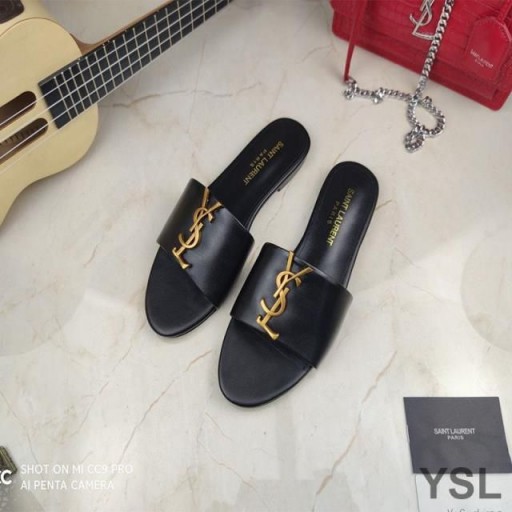 Yves Saint Laurent Monogram Snímky V Telecí Kůže Černé