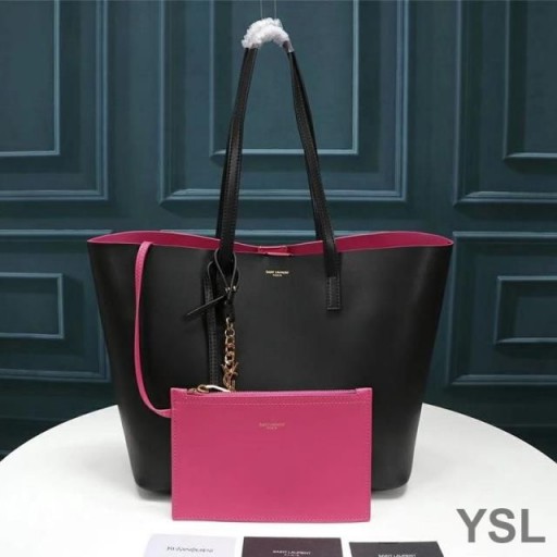 Yves Saint Laurent Nákupní Taška Z Kůže Černá/Růže