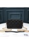 Yves Saint Laurent Becky Double-Zip Pouch In Diamond-Quilted Lambskin Black/Gold
