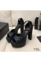 Yves Saint Laurent Jodie Sandály Na Platformě V Prošívané Kožené Černé