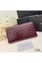 Yves Saint Laurent Velké Cassandra Zip Kolem Peněženka V Plisované Matelasse Kožené Vínové