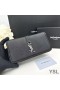 Yves Saint Laurent Velké Zip Kolem Peněženka V Zrnitá Kůže Černá/Stříbrná
