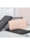 Yves Saint Laurent Velký Monogram Klapka Peněženka V Zrnitá Matelasse Kůže Růžová/Zlatá