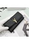 Yves Saint Laurent Velké Y-Ligne Klapka Peněženka V Zrnitá Kůže Černá/Zlatá