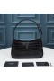 Yves Saint Laurent Le 5 7 Hobo Bag V Krokodýl Reliéfní Lesklé Kůže Černá/Zlatá