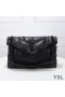 Yves Saint Laurent Střední Loulou Puffer Bag V Prošívané Jehněčí Kůže Černé