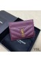 Yves Saint Laurent Monogram Pouzdro Na Vizitky V Zrnitá Matelasse Kůže Fialová/Zlatá