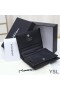 Yves Saint Laurent Monogram Flap Card Case In Grained Matelasse Leather Black/Silver