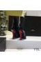 Yves Saint Laurent Opyum Booties In Patent Leather with Red Heel Black