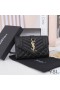Yves Saint Laurent Malé Obálky Chlopeň Peněženka Ve Smíšených Zrnitá Matelasse Kůže Černá/Zlatá