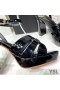 Yves Saint Laurent Hold Sandály Na Platformě V Patent Kožené Černé