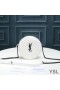 Yves Saint Laurent Vinyle Round Camera Bag In Grained Matelasse Leather White