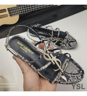 Yves Saint Laurent Cassandra Otevřené Sandály V Pythonu Kůže Černá