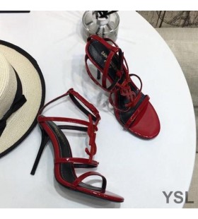 Yves Saint Laurent Cassandra Sandály V Patent Kožené Červené