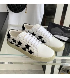 Yves Saint Laurent Soudu, Klasické Tenisky Ve Hvězdách Vyšívané Kůže Bílá/Černá