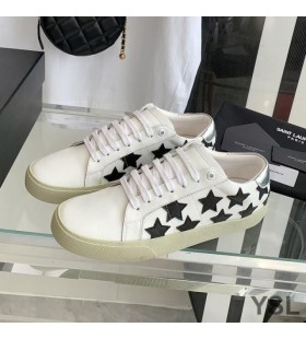 Yves Saint Laurent Soudu, Klasické Tenisky Ve Hvězdách Vyšívané Kůže Bílá/Černá