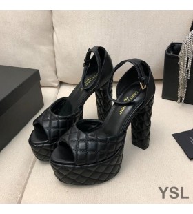 Yves Saint Laurent Jodie Sandály Na Platformě V Prošívané Kožené Černé