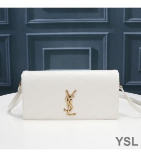 Yves Saint Laurent Kate 99 Řetěz Pytel Diamond-Prošívané Jehněčí Kůže Bílá/Zlato