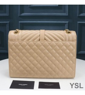 Yves Saint Laurent Velkou Obálku Řetězce Taška Ve Smíšených Zrnitá Matelasse Kůže Meruňka/Zlatý