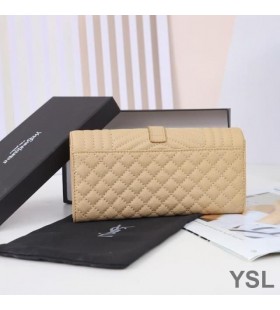 Yves Saint Laurent Velké Obálky Chlopeň Peněženka Ve Smíšených Zrnitá Matelasse Kůže Meruňka/Zlatý