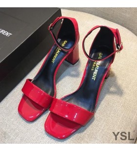 Yves Saint Laurent Loulou 70 Sandály V Patent Kožené Červené